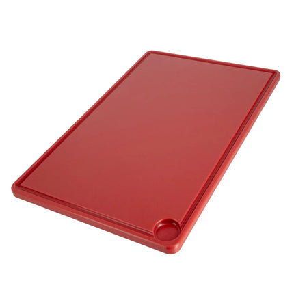 GGM Gastro Chopping Board with Juice Groove - 250x400mm - Thickness: 20mm - HACCP-Compliant - HDPE PE500 - Red