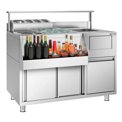 GGM Gastro Cocktail Prep Table - Stainless Steel - 1200x720mm - with 2 sliding doors