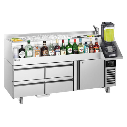 GGM Gastro Cocktail Station / Commercial Back Bar Counter - 1600mm - 235L - 1 Door, 4 Drawers - 13A Plug