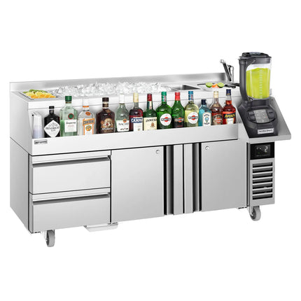 GGM Gastro Cocktail Station / Commercial Back Bar Counter - 1600mm - 235L - 2 Doors, 2 Drawers - 13A Plug