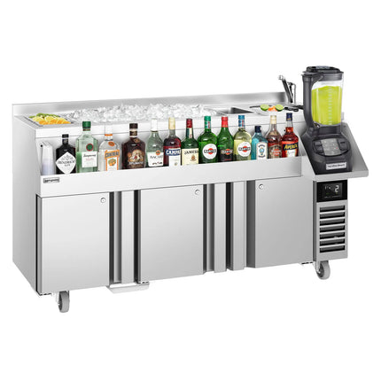 GGM Gastro Cocktail Station / Commercial Back Bar Counter - 1600mm - 235L - 3 Doors - 13A Plug - UK Variant