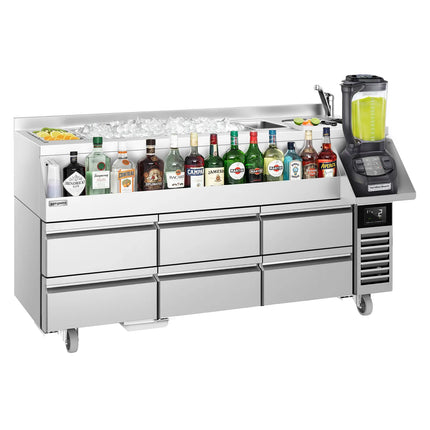 GGM Gastro Cocktail Station / Commercial Back Bar Counter - 1600mm - 235L - 6 Drawers - 13A Plug