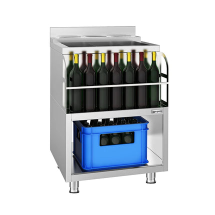 GGM Gastro Cocktail Station - Stainless Steel - 600x600mm - with 3 sink bowls & bottle holder
