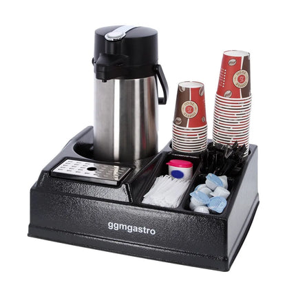 GGM Gastro Coffee Station (for 1 Insulated Jug) - with 5 Compartments - Plastic - 435x330x145mm - incl. plastic insert & drip tray
