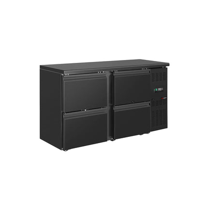 GGM Gastro Commercial Back Bar Bottle Cooler ECO - 1462x513mm - with 4 Drawers - Black