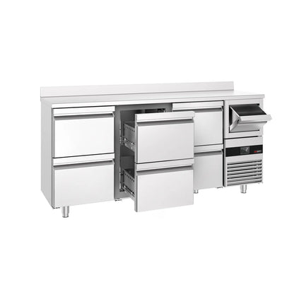 GGM Gastro Commercial Back Bar Bottle Cooler PREMIUM - 2135x600x1150mm - with 6 Drawers, upstand & knock box for coffee - 570L