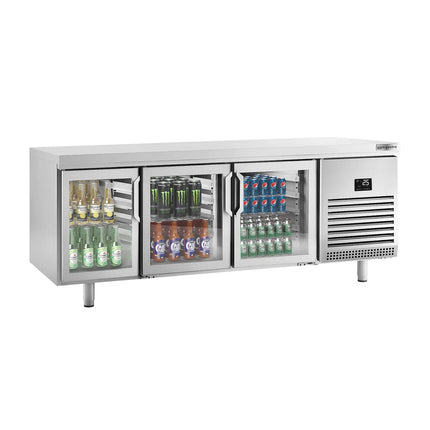 GGM Gastro Commercial Back Bar Bottle Cooler PREMIUM PLUS - Bakery - 2185x800mm - 610L - with 6 Hinged Glass Doors, LED lighting, locks, fan-assisted cooling, auto defrost - Stainless Steel