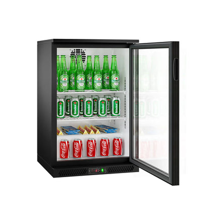 GGM Gastro Commercial Back Bar Cooler - 600mm - 126L - with 1 glass hinged door - Black
