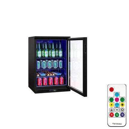 GGM Gastro Commercial Back Bar Cooler - 600mm - 126L - with 1 glass hinged door - Black