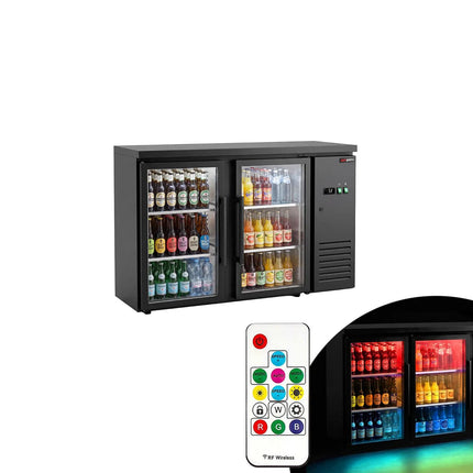 GGM Gastro Commercial Back Bar Cooler ECO – 1460 mm – with 2 Glass Doors – with RGB LED Lighting