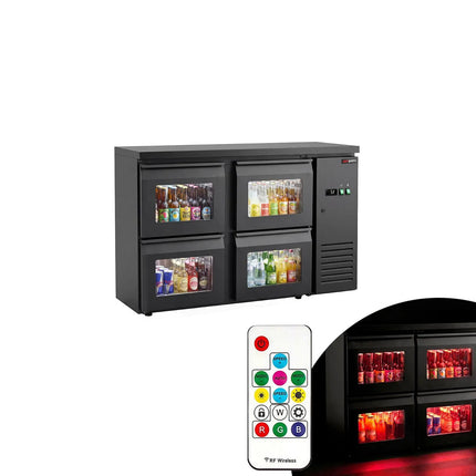GGM Gastro Commercial Back Bar Cooler ECO – 1460 mm – with 4 Glass Drawers – with RGB LED Lighting