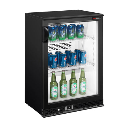GGM Gastro Commercial Back Bar Cooler PREMIUM PLUS - 600mm - 125L - with 1 glass hinged door - Black