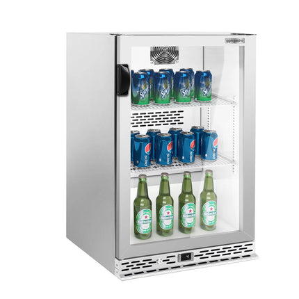 GGM Gastro Commercial Back Bar Cooler PREMIUM PLUS - 600mm - 125L - with 1 glass hinged door - Stainless steel