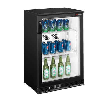 GGM Gastro Commercial Back Bar Cooler PREMIUM PLUS - 600mm - 140L - with 1 glass hinged door - Black