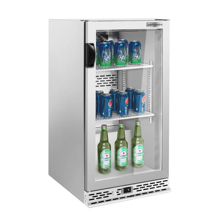 GGM Gastro Commercial Back Bar Cooler PREMIUM PLUS - 600mm - 140L - with 1 glass hinged door - Stainless steel
