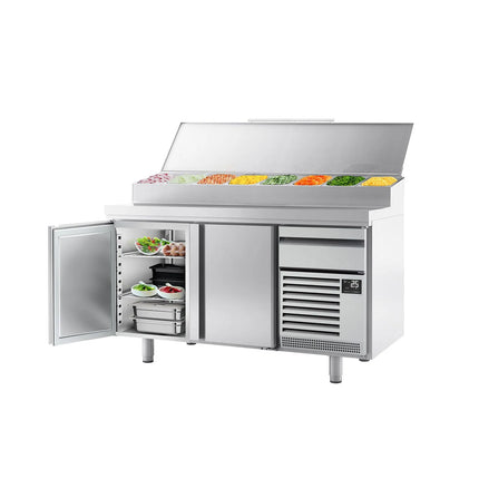 GGM Gastro Commercial Bakery Counter Fridge - 1618x800mm - with 2 Doors & 1 Drawer - EN 600x400 - for 9x GN 1/3