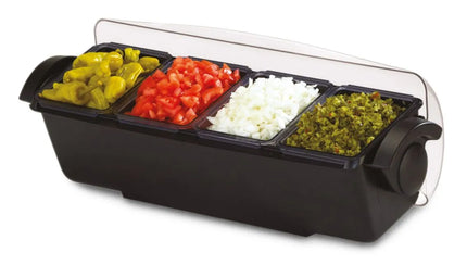GGM Gastro Commercial Bar Condiment Holder - 4 large compartments - 6.6L - with lid