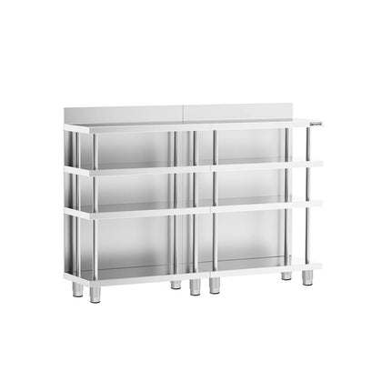 GGM Gastro Commercial Bar Work-Table - Stainless Steel - 1600x400mm - with 4 shelves