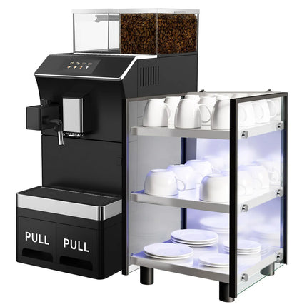 GGM Gastro Commercial Bean to Cup Coffee Machine - 16 Drink Options - 12.7 cm Touchscreen - 1 Bean Hopper - incl. Cup Warmer