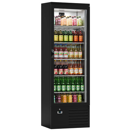 GGM Gastro Commercial Beverage Display Fridge - LED lighting - digital controller with temperature display - Black - Temperature range 4 to 12 °C