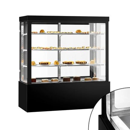 GGM Gastro Commercial cake display fridge - 1850L - 1800mm - Double glazing - square - with 3 adjustable shelves - rear sliding doors - for patisserie - Black