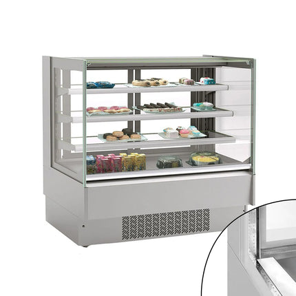 GGM Gastro Commercial cake display fridge - 274L - 978mm - Double glazing - with 3 adjustable shelves - rear sliding doors