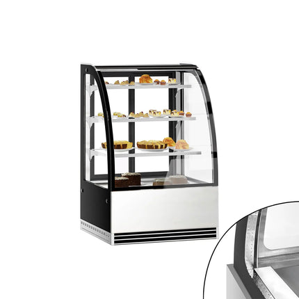 GGM Gastro Commercial cake display fridge - 304L - 900mm - Double glazing - with 3 glass shelves - rear sliding doors, 2 glass doors - for patisserie