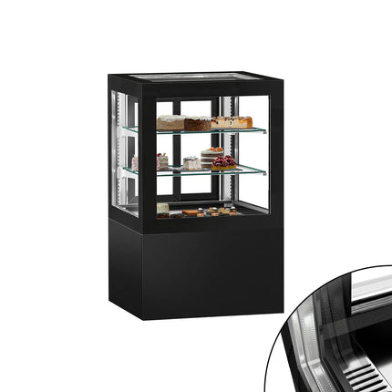 GGM Gastro Commercial cake display fridge - 370L - 810mm - Double glazing - square - rear sliding door - Black