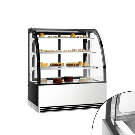 GGM Gastro Commercial cake display fridge - 414L - 1200mm - Double glazing - square - with 3 glass shelves - rear sliding doors - for patisserie