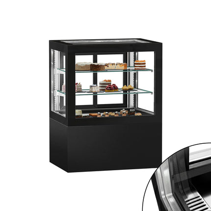 GGM Gastro Commercial cake display fridge - 470L - 1010mm - Double glazing - with 2 shelves - rear sliding glass doors - Black