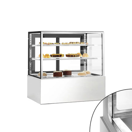 GGM Gastro Commercial cake display fridge - 470L - 1200mm - Double glazing - square - with 2 glass shelves - rear sliding doors