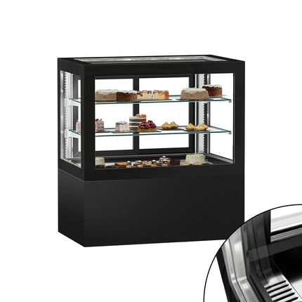 GGM Gastro Commercial cake display fridge - 570L - 1210mm - Double glazing - with 2 shelves - rear sliding glass door - Black