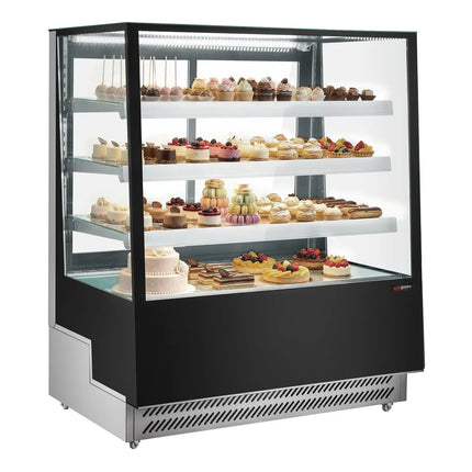 GGM Gastro Commercial cake display fridge - 686L - 1200mm - Double glazing - square - with 3 adjustable shelves - Black