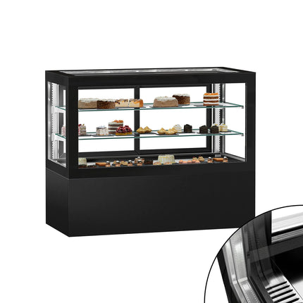 GGM Gastro Commercial cake display fridge - 780L - 1610mm - Double glazing - square - black front - with 2 shelves - rear sliding doors - for patisserie - Black