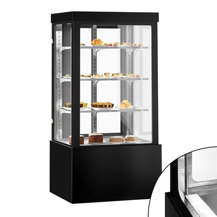 GGM Gastro Commercial cake display fridge - 850L - 1000mm - Double glazing - square - with 3 adjustable shelves - rear sliding doors - for patisserie - Black