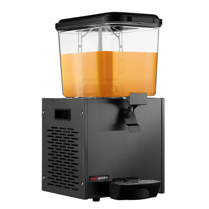 GGM Gastro Commercial Cold Drinks Dispenser - 1x polycarbonate tank with tap & paddle agitation - 18 Litres - 290W - Black - incl. drip tray