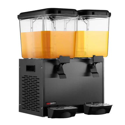 GGM Gastro Commercial Cold Drinks Dispenser - 2x polycarbonate tanks with tap & paddle agitation - 2x 18 Litres - 600W - Black
