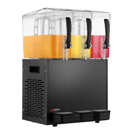 GGM Gastro Commercial Cold Drinks Dispenser - 3x polycarbonate tanks with tap - 3x 10 Litres - 600W - Black - incl. drip tray