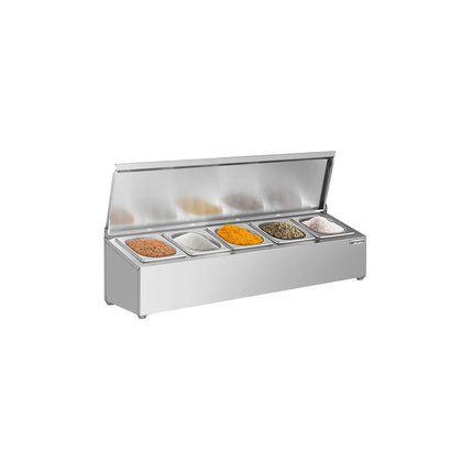 GGM Gastro Commercial Condiment Holder - 5x GN 1/6 - with Lids