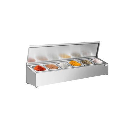GGM Gastro Commercial Condiment Holder - 6x GN 1/6 - 100mm Deep - with Lids