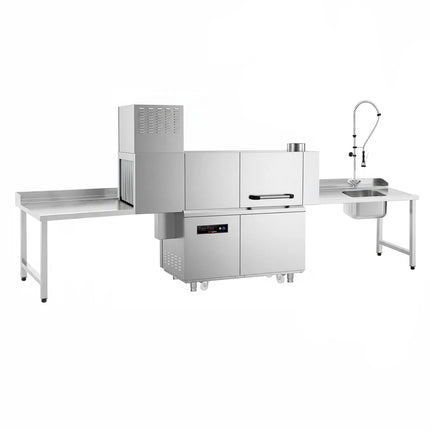 GGM Gastro Commercial Conveyor Dishwasher - Digital - 47kW - with Dryer - with Integral Detergent & Rinse Aid Pumps - with Left-hand Feed Table