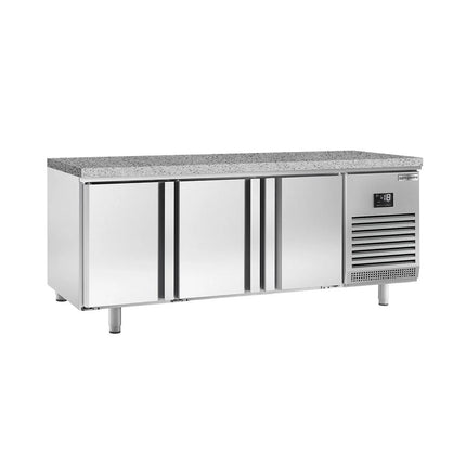 GGM Gastro Commercial Counter Freezer Bakery PREMIUM PLUS - 2185x800mm - with 3 doors - granite worktop - capacity 635 litres