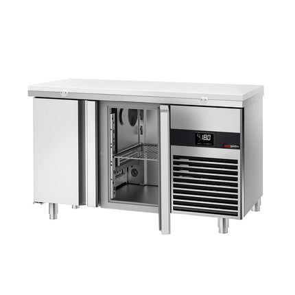 GGM Gastro Commercial Counter Freezer PREMIUM - 1400x700mm - with 2 doors - incl. cutting board white - capacity 281 litres