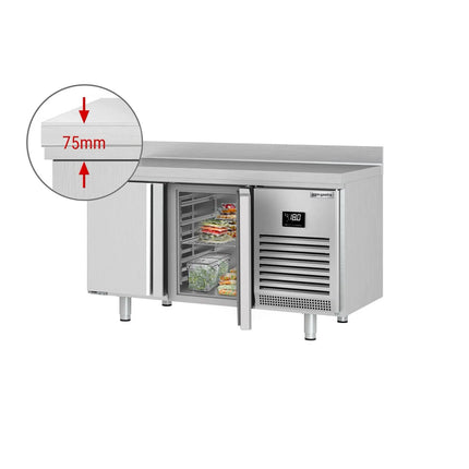 GGM Gastro Commercial Counter Freezer PREMIUM PLUS - 1468x700mm - with 2 doors - with upstand - capacity 305 litres