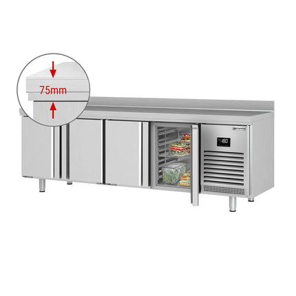 GGM Gastro Commercial Counter Freezer PREMIUM PLUS - 2452x700mm - with 4 doors - with upstand - capacity 630 litres