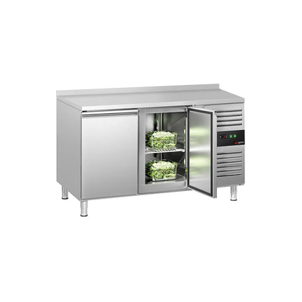 GGM Gastro Commercial Counter Fridge ECO - 1360x700mm - with 2 doors - with upstand - capacity 282 litres