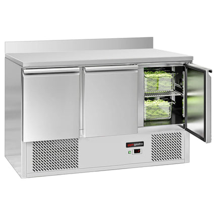 GGM Gastro Commercial Counter Fridge ECO - 1368x700mm - with 3 doors - with upstand - capacity 368 litres