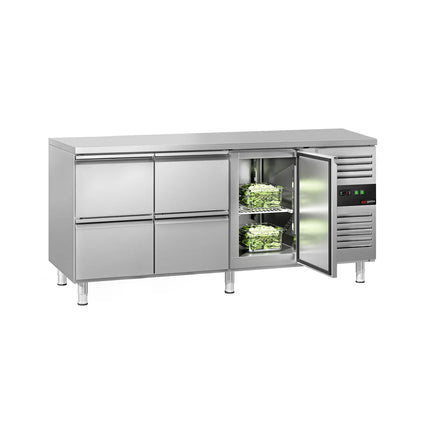GGM Gastro Commercial Counter Fridge ECO - 1795x700mm - with 1 door / 4 drawers (GN 1/1) - capacity 417 litres