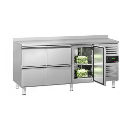 GGM Gastro Commercial Counter Fridge ECO - 1795x700mm - with 1 door - 4 drawers - with upstand - capacity 417 litres