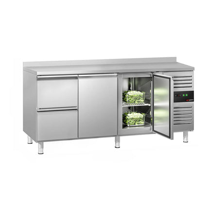 GGM Gastro Commercial Counter Fridge ECO - 1795x700mm - with 2 doors - 2 drawers - with upstand - capacity 417 litres